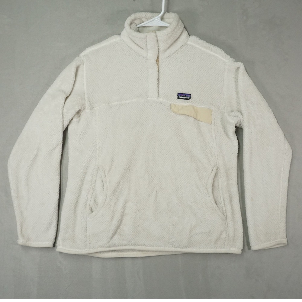 Patagonia Re Tool Snap T Pullover‎ Womens L Cream White Linen Fleece Outdoor
